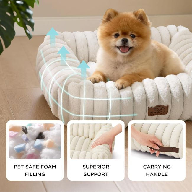 Orthopedic Bedsure dog bed with removable washable cover, providing cozy comfort for puppies and adult dogs.