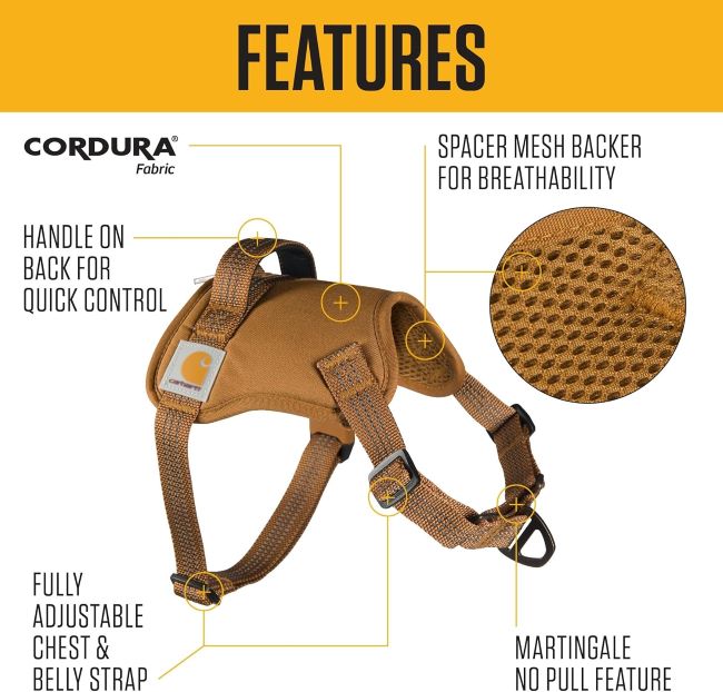 Review of the Carhartt No-Pull Nylon Dog Harness – durable, fully adjustable, reflective, with quick-control handle for easy walks.