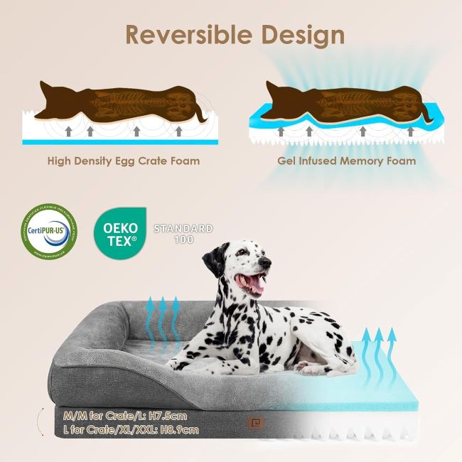Extra Large Washable Dog Bed with Bolster and Waterproof Liner for Big Dogs