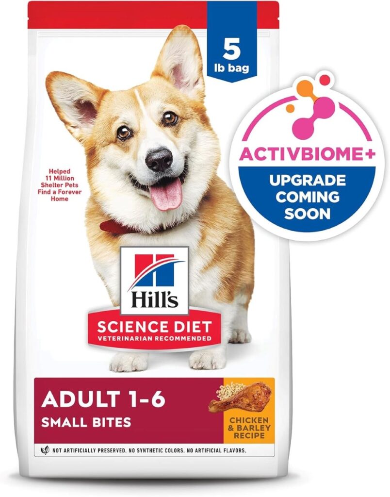 Premium nutrition Hill's Science Diet adult dog food chicken and barley small bites