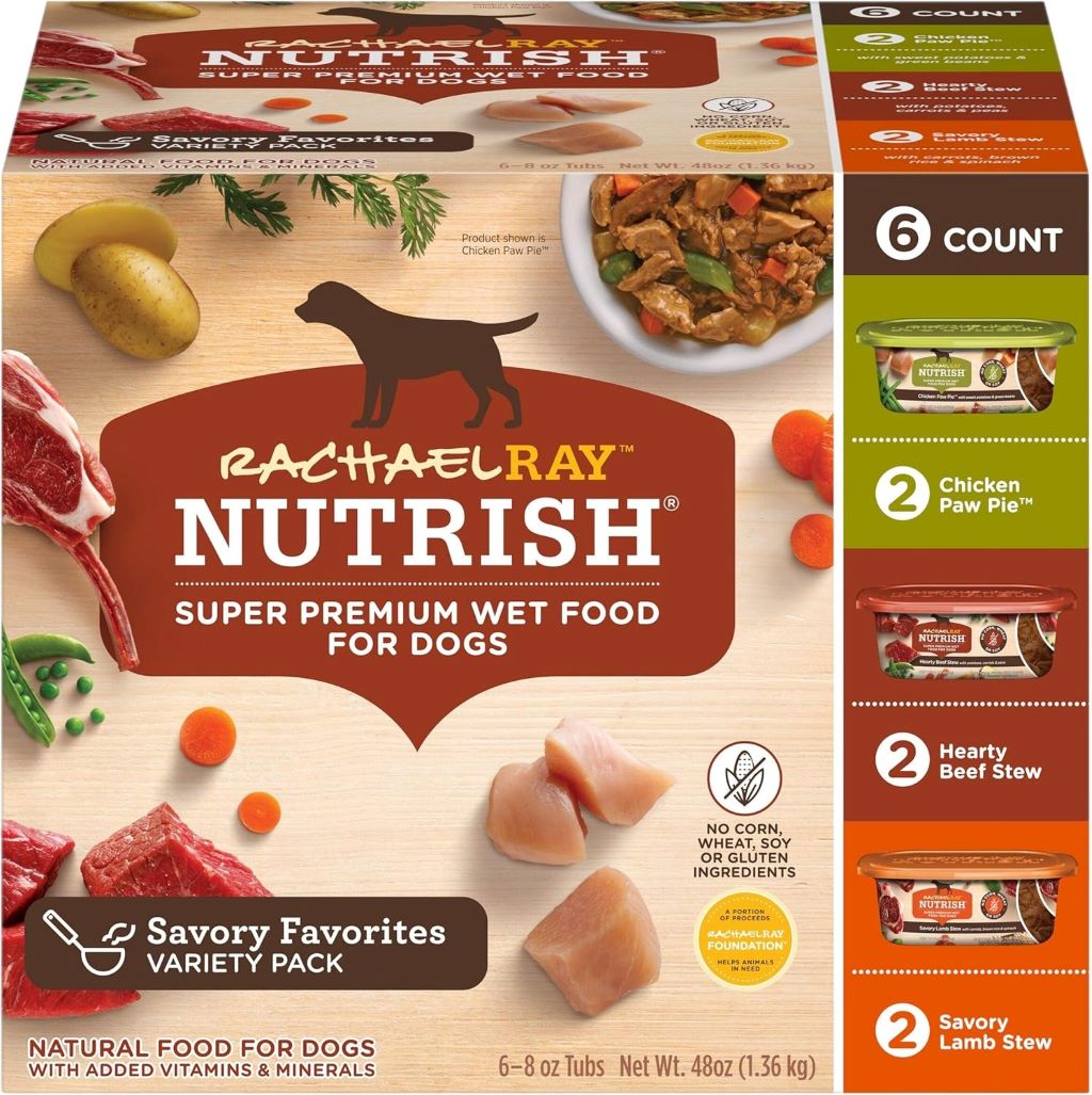 Rachael Ray Nutrish Savory Favorites Wet Dog Food Variety Pack, 8 oz tubs