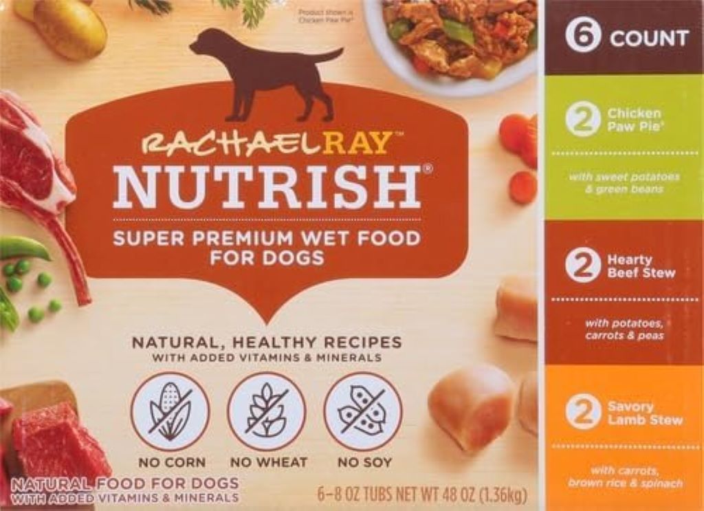 Premium natural wet dog food tubs from Rachael Ray Nutrish, pack of six