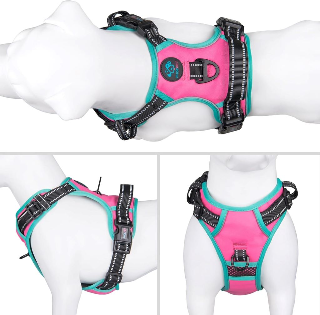 Review image of PHOEPET 2019 no-pull dog harness with training handle and leash hooks.