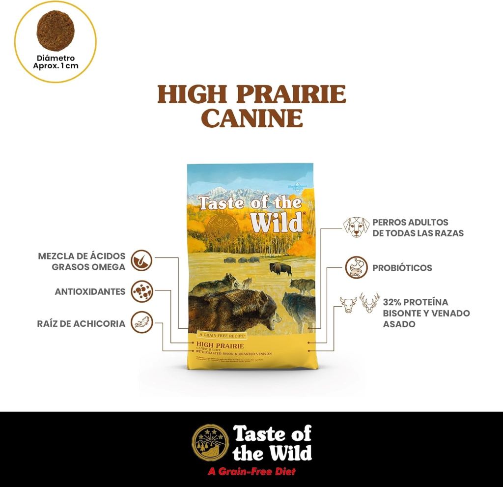 Taste of the Wild dog food promoting nutrition and healthy digestion.