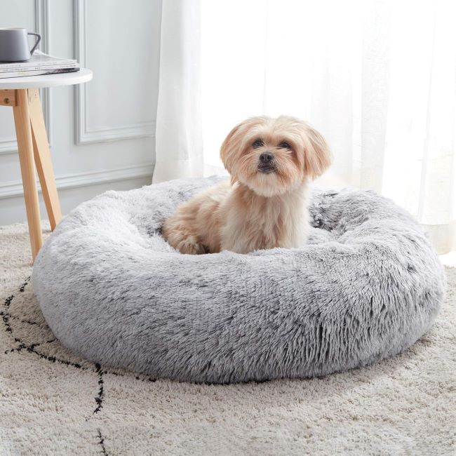 WESTERN HOME WH Calming Donut Pet Bed for Dogs and Cats – Soft Plush Cushion for Anxiety Relief