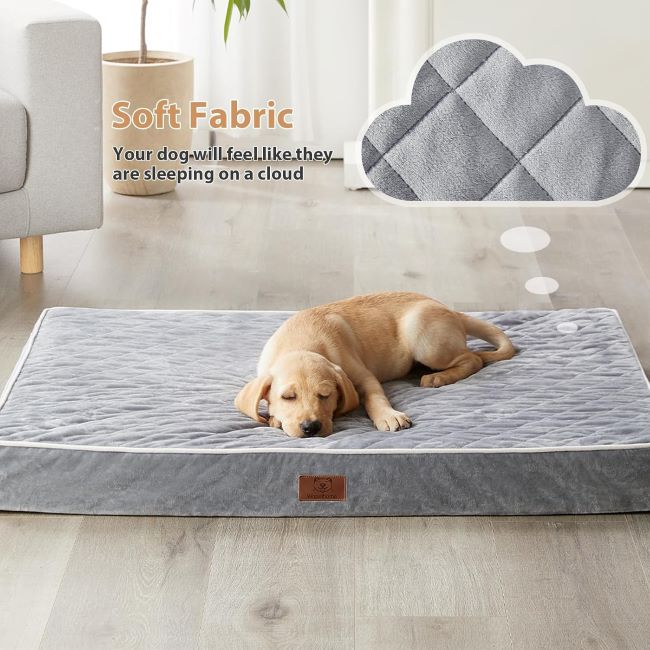 WNPETHOME XL orthopedic dog bed in light grey, waterproof and washable, perfect for large dogs