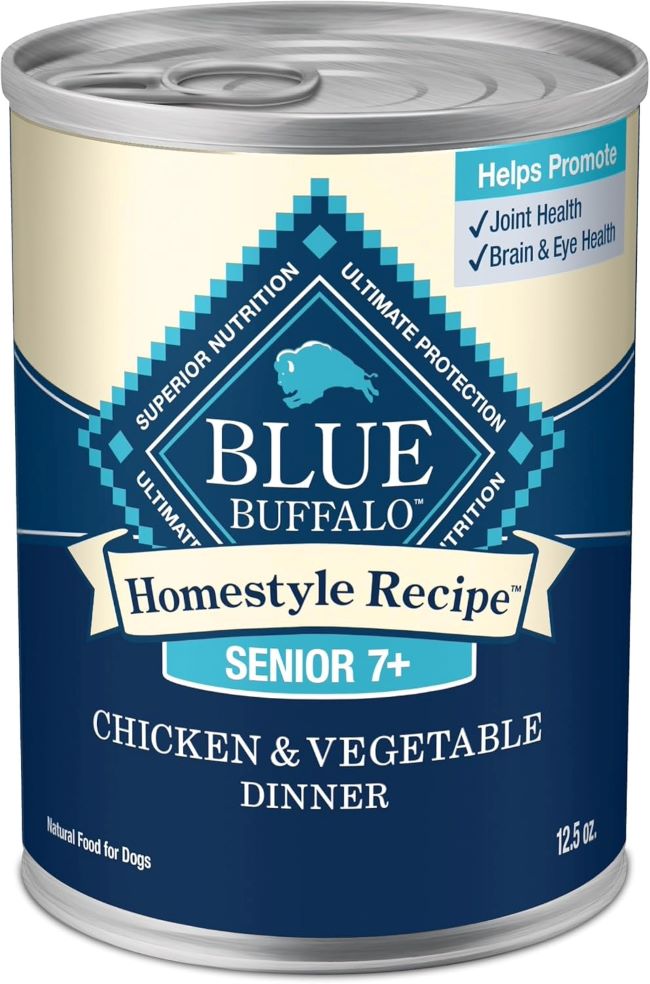 Blue Buffalo Homestyle Senior Chicken and Vegetable Wet Dog Food 12-pack cans
