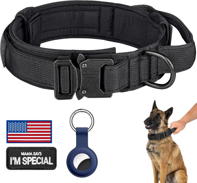 DAGANXI tactical dog collar with strong metal buckle and patch-ready design