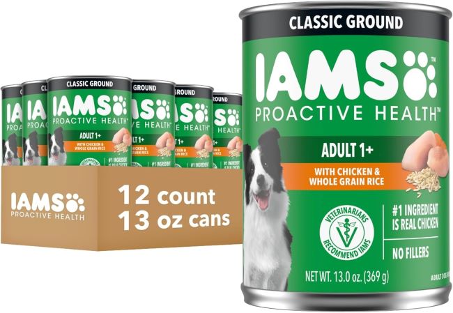 IAMS ProActive Health Adult Wet Dog Food Classic Chicken & Rice 13oz can, 12-pack