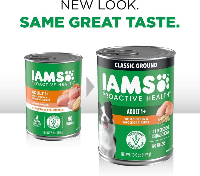 IAMS Adult dog food wet variety, 13oz chicken & rice, pack of 12