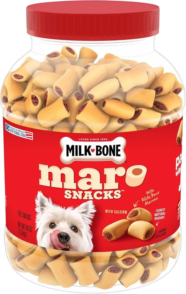 Tasty bone marrow dog treats by Milk-Bone MaroSnacks for small dogs, 40oz pack