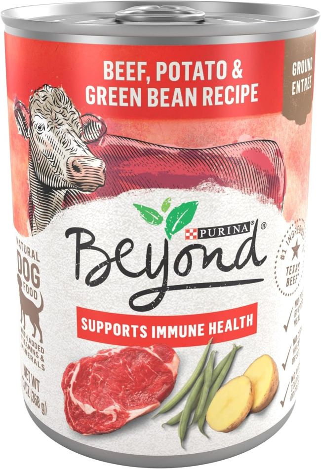 Can of Purina Beyond Beef Potato and Green Bean Grain-Free Wet Dog Food