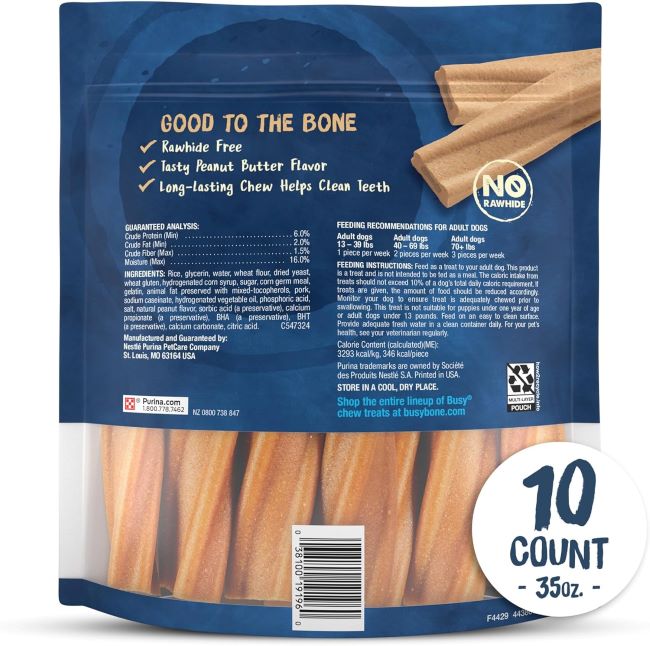 Pack of 10 Purina Busy Bone chews, keeping active dogs engaged