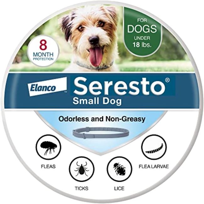 Seresto flea and tick collar for small dogs under 18 lbs, 8 months protection