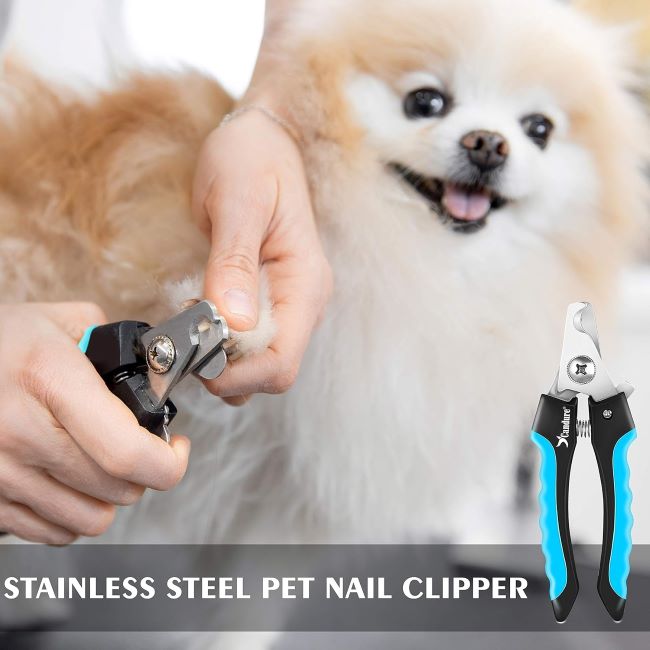 Candure dog nail clippers with safety guard and nail file for all dog breeds