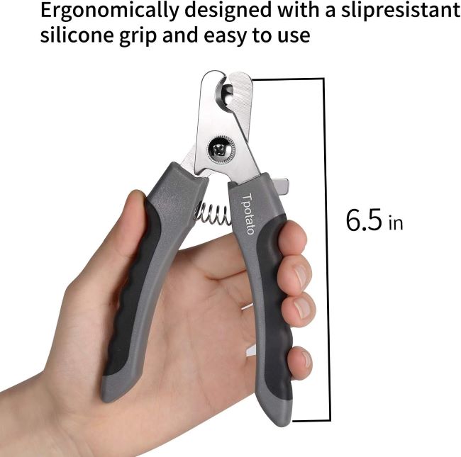 Large breed dog nail clippers with quick sensor, safety guard, and nail file