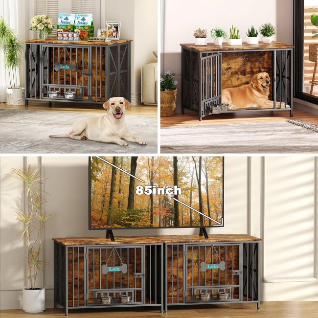 Rustic Easycom dog cage furniture, foldable and multiuse for indoor large dogs