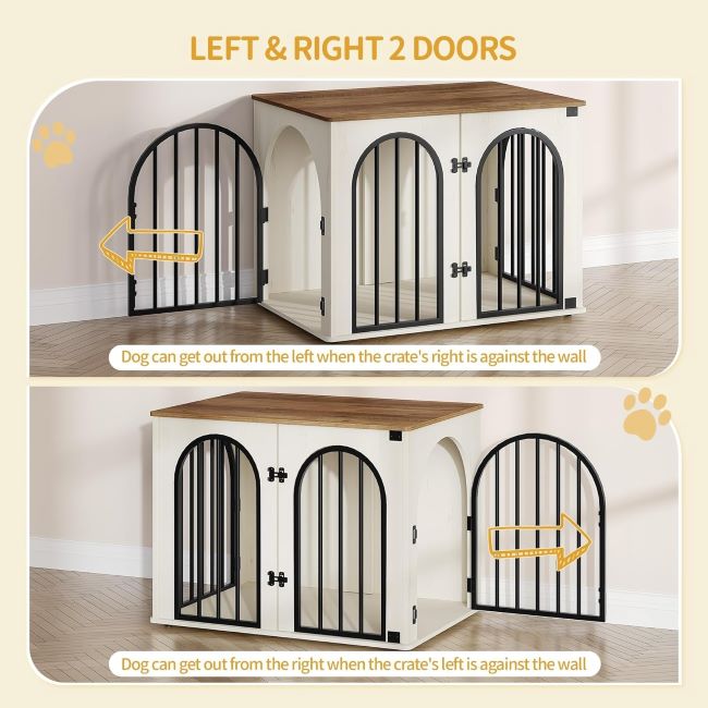 Stylish heavy-duty wooden dog crate doubling as side table for small and medium dogs