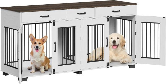 Stylish indoor dog kennel and TV stand for medium to large dogs