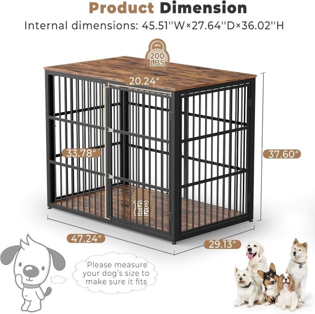 Stylish indoor wooden dog crate and end table for medium to large dogs
