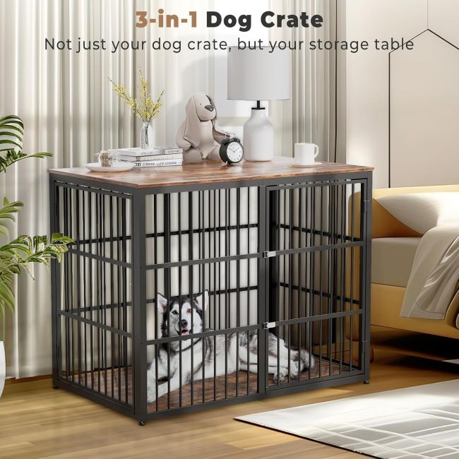 Modular heavy-duty dog crate and furniture combo for large dogs