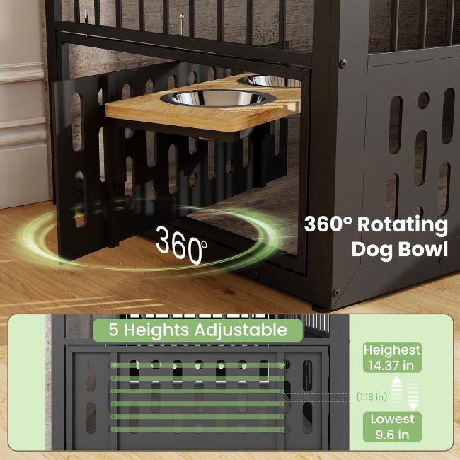 Gray Yafylly 48 inch dog crate furniture used as indoor kennel for large dogs