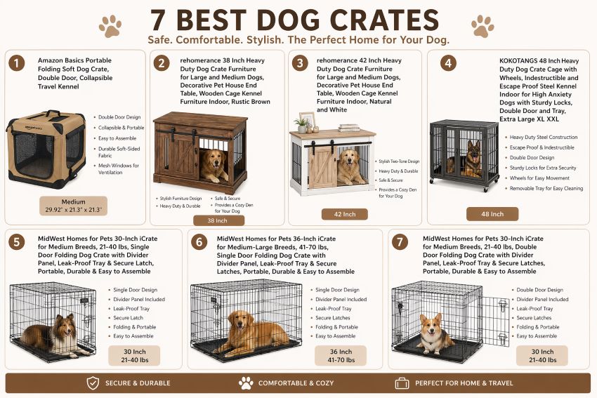 Folding dog crate in Pennsylvania with portable collapsible design, secure door, and travel-friendly setup for pets.