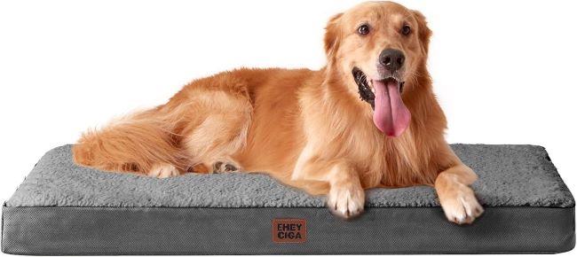EHEYCIGA Orthopedic XL Crate Dog Bed Extra-large gray orthopedic dog crate bed with supportive foam cushioning and removable washable cover.