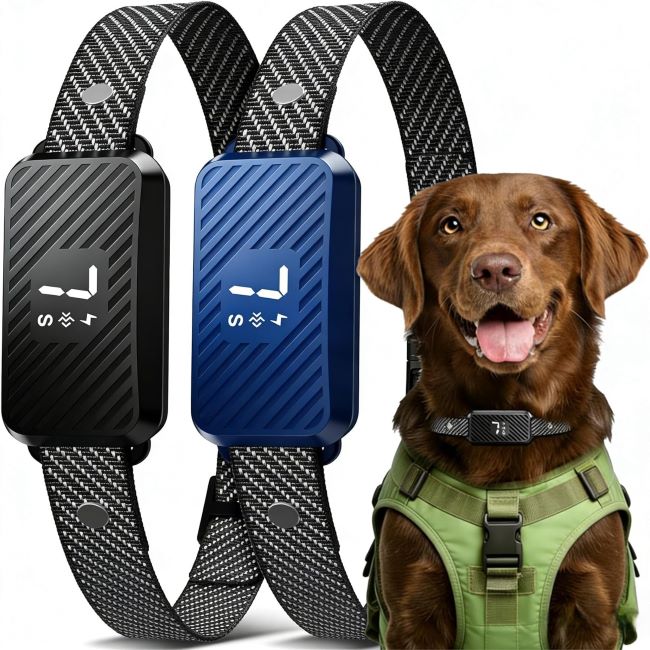 KJKZO rechargeable dog bark collar with three training modes, seven sensitivity levels, and IP67 waterproof design