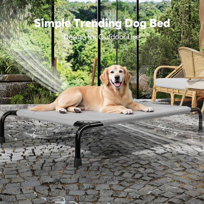 Simple Trending raised dog bed with waterproof mesh and heavy-duty frame supporting up to 200 pounds