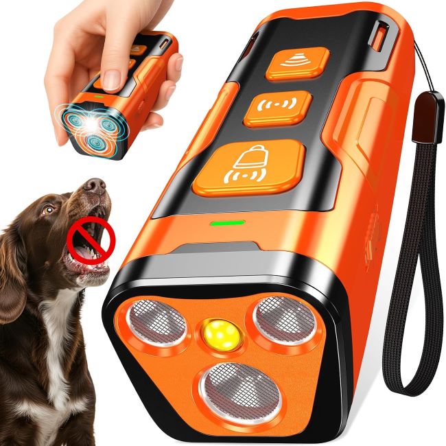 YUYQA ultrasonic dog bark deterrent device with six training modes for indoor and outdoor use