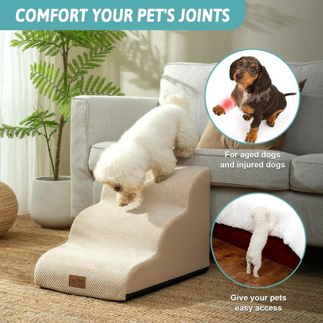 COZY KISS pet stairs helping puppies and senior pets reach sofas safely