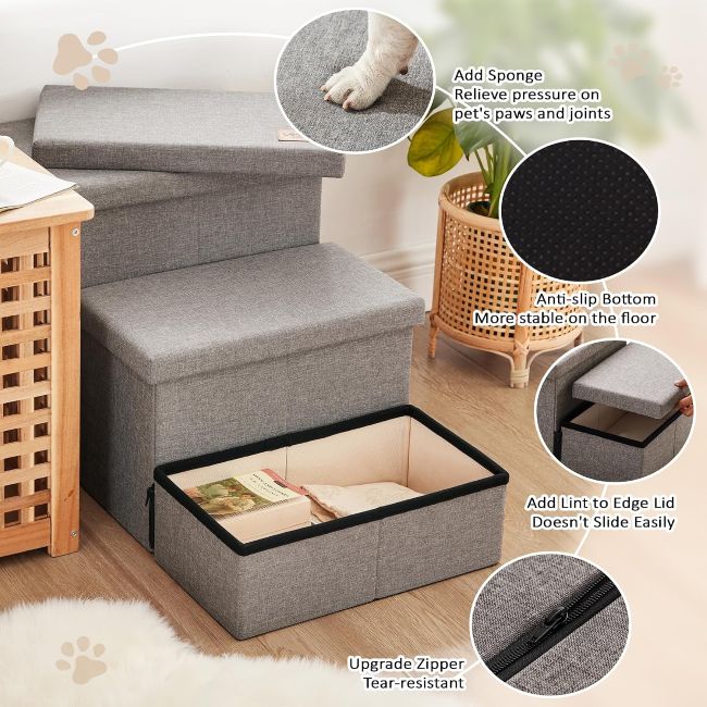 Love's Cabin dog steps with compact, supportive design for easier furniture access